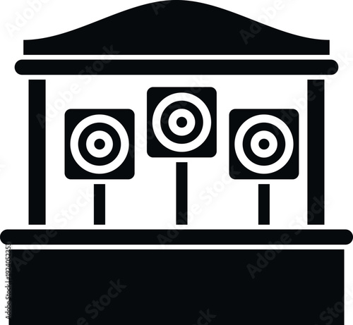 Shooting gallery booth with multiple targets, representing carnival fun and winning