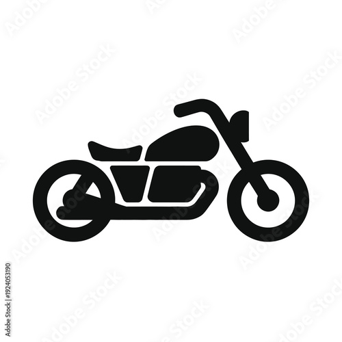 Stylized vector black-and-white illustration of a classic cruiser motorcycle