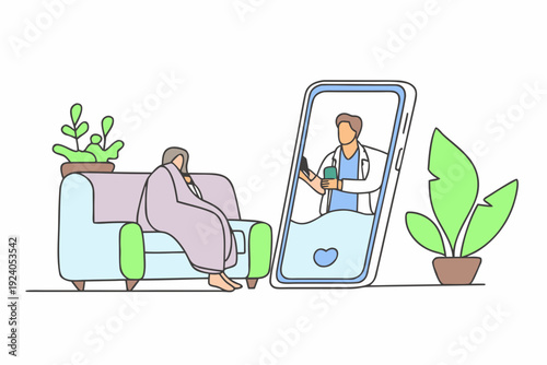 Telemedicine consultation a patient connects with a doctor via smartphone