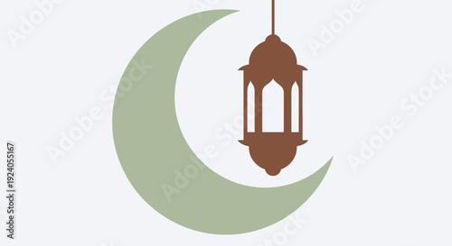 Ramadan Kareem celebration with crescent moon and lantern