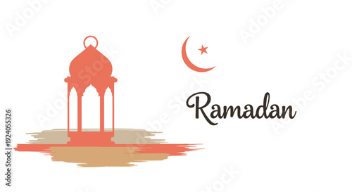 Ramadan Kareem celebration with lantern and crescent moon symbol