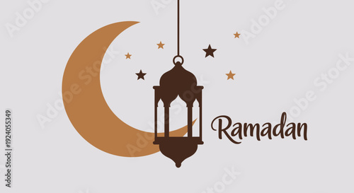 Ramadan Kareem celebration with crescent moon and lantern