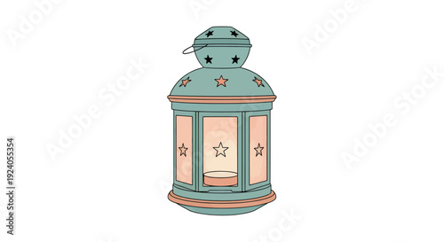 An ornate lantern with stars is beautifully illustrated in a simple style.