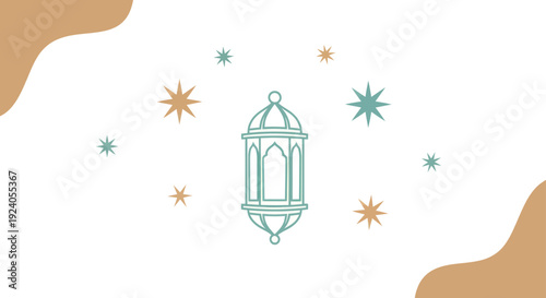 Ramadan Kareem celebration background with lantern and stars