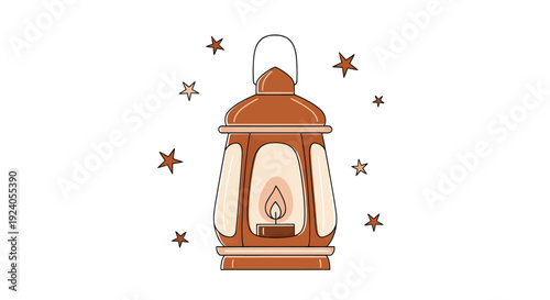 Ramadan Kareem lantern shines bright with stars around