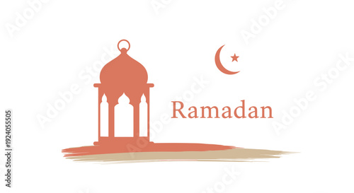 Ramadan Kareem celebration lantern with crescent moon and star