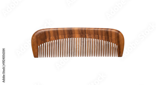 Natural Wooden Comb for Personal Care and Grooming. Photo-realistic Isolated Studio Shot of a Brown Wood Hair or Beard Comb on Transparent Background.