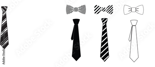 Collection of various neckties and bow ties in different designs