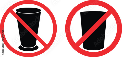 No Drinking Prohibition Sign Vector Set