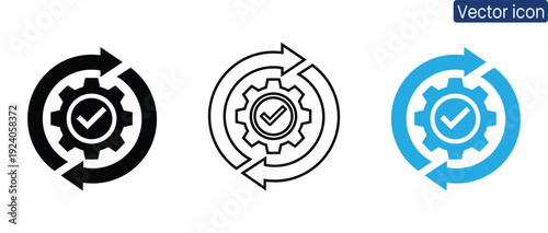 WeModern gear icons with circular arrows for business and technology concepts