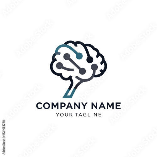 Brain Logo with Circuit Lines Design.