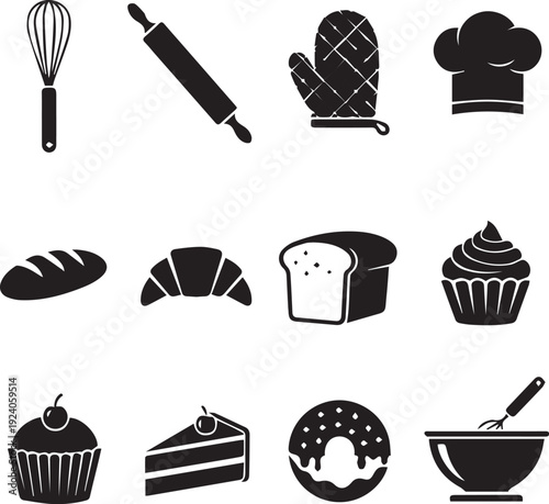 Baking and cooking icons set