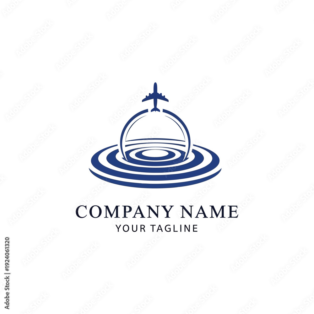 Fototapeta premium Logo Design with Airplane and Dome.