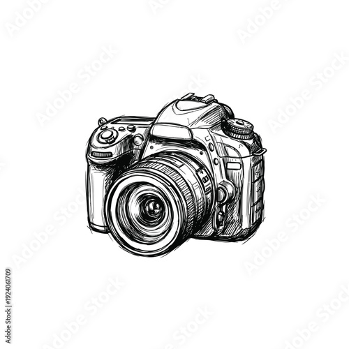 DSLR Camera Scribble Line Art