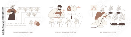 Irrigation systems isolated cartoon vector illustrations se