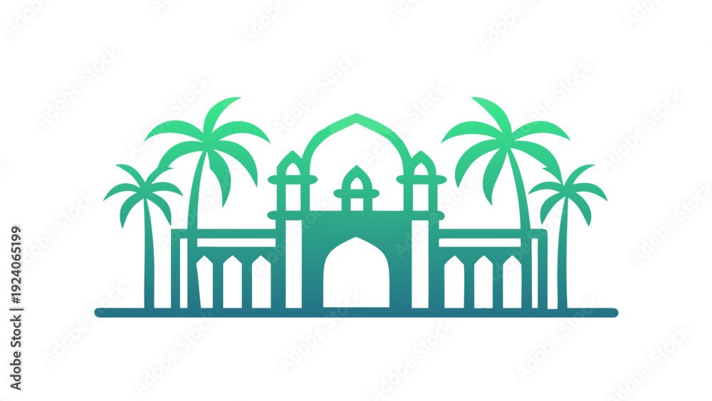 Obraz premium Tropical entrance with palm trees