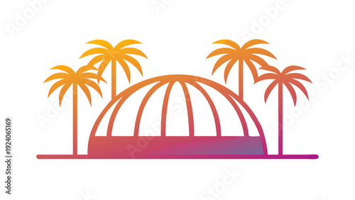 Tropical dome with palm trees