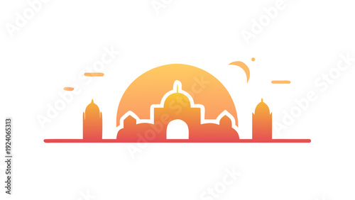 Sunset over city skyline