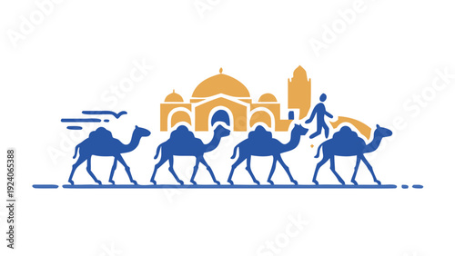 Caravan approaching an ancient city