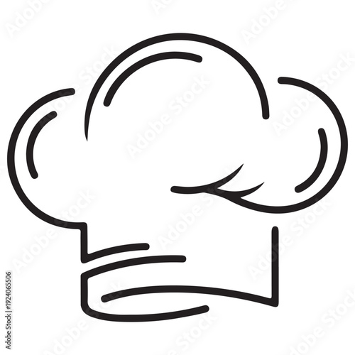 Minimalist Chef Hat Toque Line Art Illustration Representing Culinary Professionalism and Gourmet Cooking Skills for Restaurant Branding, Bakery Logos, and Menu Design on White Background.