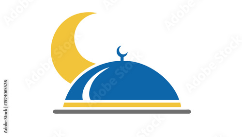 Crescent moon over blue dome