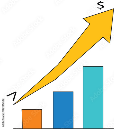 Increasing trend graph with arrow