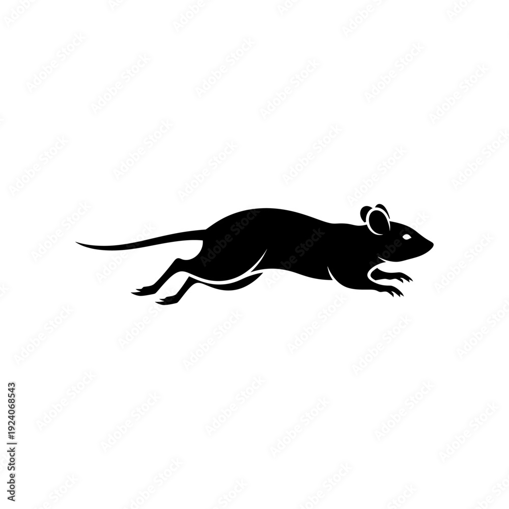 Fototapeta premium Silhouette of a Running Rat in Motion