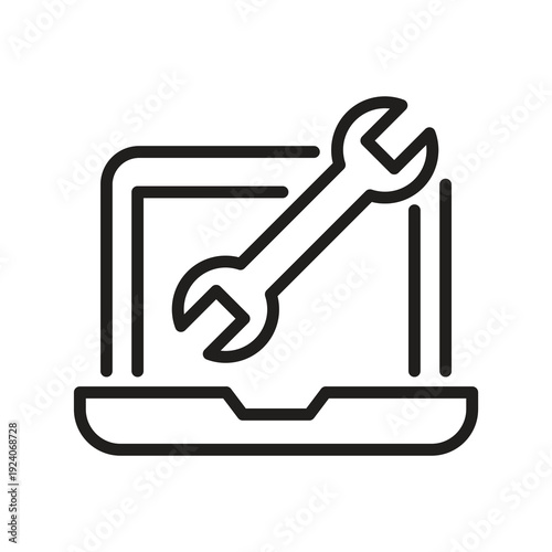 Technology Line Icon – Cloud, DevOps and Digital Workflow Outline Vector Illustration