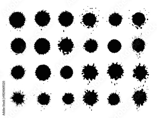 Arrangement of irregular dark spots resembling ink blots on white