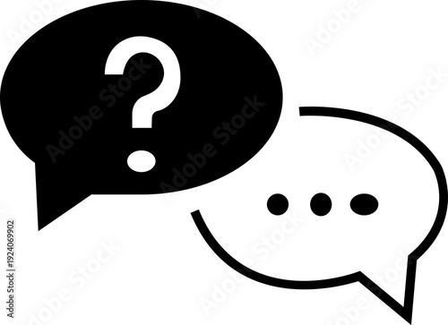 Question and answer icon set. Chat, speak bubble, Q and A, ask, support, dialog, help center symbol - stock vector. Isolated on transparent on background