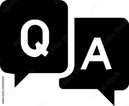 Question and answer icon set. Chat, speak bubble, Q and A, ask, support, dialog, help center symbol - stock vector. Isolated on transparent on background