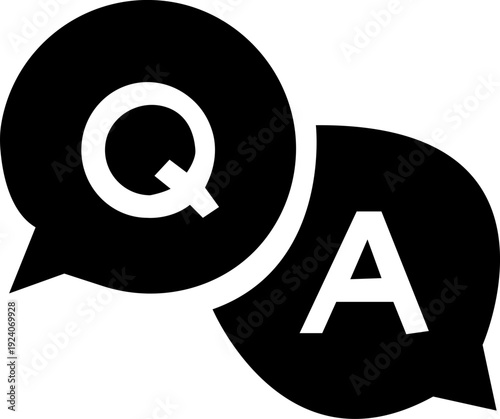 Question and answer icon set. Chat, speak bubble, Q and A, ask, support, dialog, help center symbol - stock vector. Isolated on transparent on background