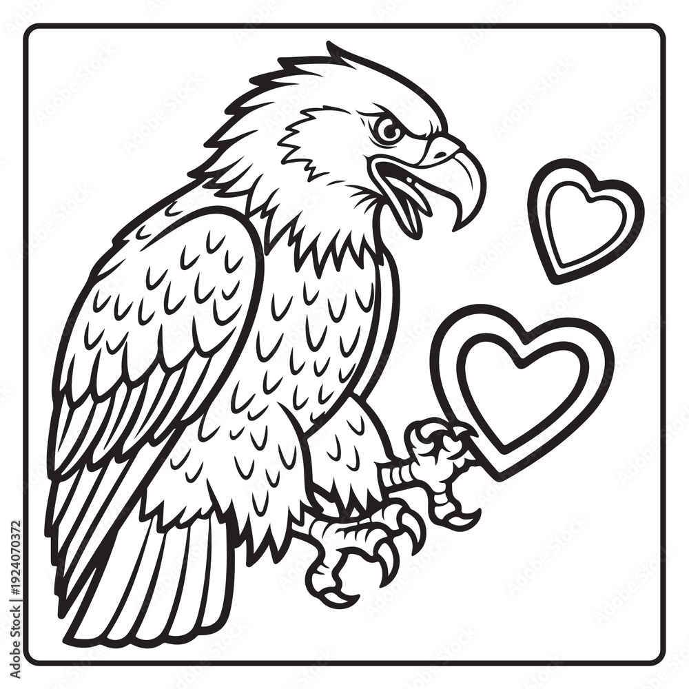 Obraz premium Bald Eagle Valentine Day Coloring Book