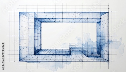 Blueprint of empty room interior design.