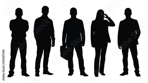 A group of business people standing in a line isolated on white background, Vector