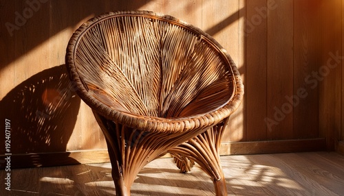 ornate organic wooden chair sunlit