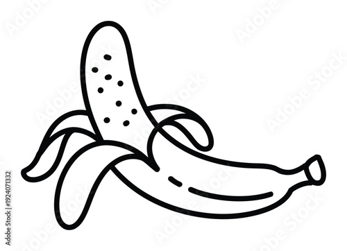 Simple Line of a Partially Peeled Banana with Dots
