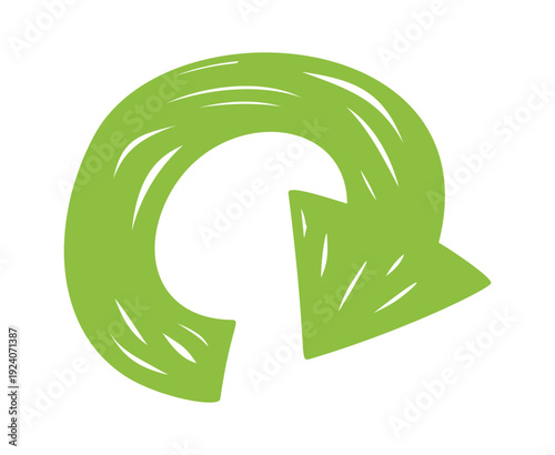 Green circular arrow hand drawn