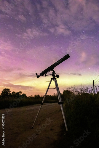 telescope at sunset