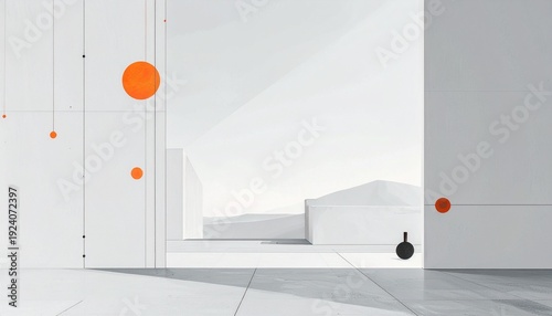 Modern interior design with colorful dots.