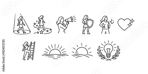 Music and entertainment line icon set. Instruments, technology icons outline collection