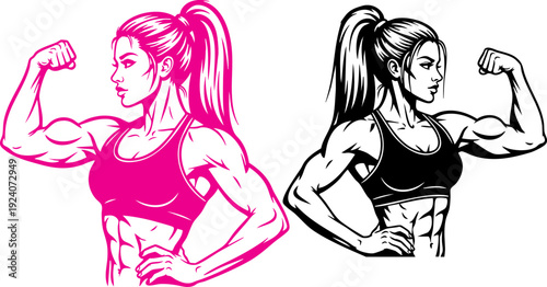 Fitness woman icon set