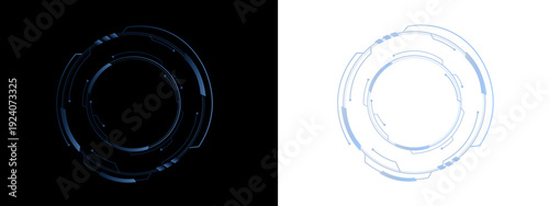Cuadro en lienzo Radiant HUD patterns form interactive circular elements with neon glow