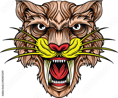 Powerful lion head mascot vector illustration featuring a tribal king animal face design for a wild logo or symbolic tattoo art