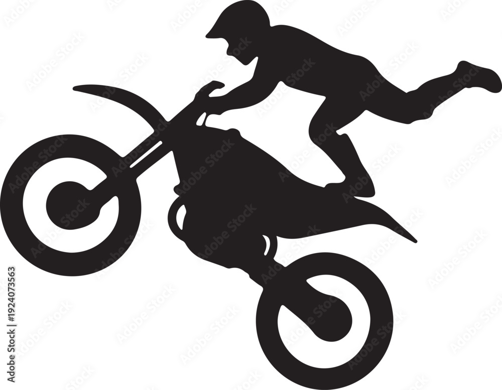Obraz premium Freestyle Motocross Dirt Bike Jump Silhouette Extreme Off-Road Stunt Icon