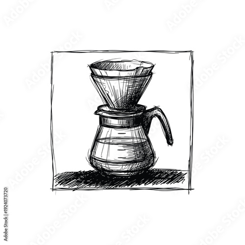 Pour Over Carafe Scribble Art