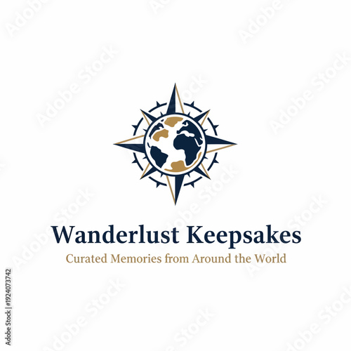 Fotografi Wanderlust Keepsakes Compass Logo Design Element.