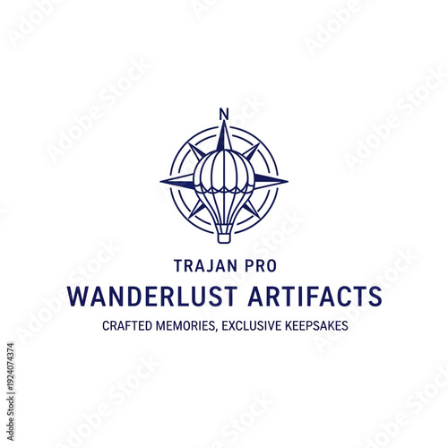 Hot Air Balloon Compass Logo Design.