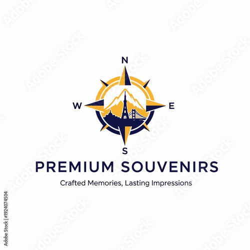Compass Logo Design Premium Souvenirs Navigation.