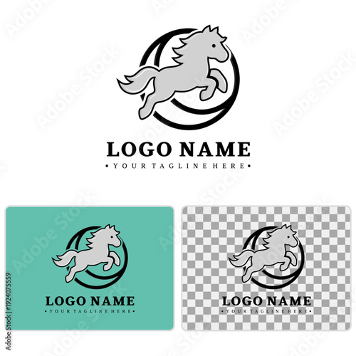 Modern Horse Logo Vector: Jumping Pony Mascot for Equestrian & Ranch Branding